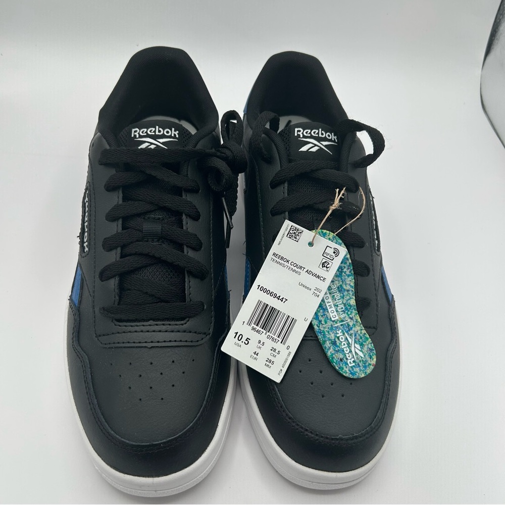 NEW Reebok Unisex Adult Court Advance Sneaker, Black/White, 10.5 Men, 12.5 women